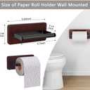 Rustic Toilet Paper Holder Wall Mount - 6.69"x2.95" Solid Wood Bathroom Tissue Paper Roll Hoder with 5.7" Stainless Steel Rod, Farmhouse Paper Towel Holder for Small Space