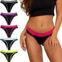 Cheeky Underwear for Women, Womens Underwear Cotton,Pop Vivid Color Soft Bikinis Panties for Young Ladies 5 Pack (L)