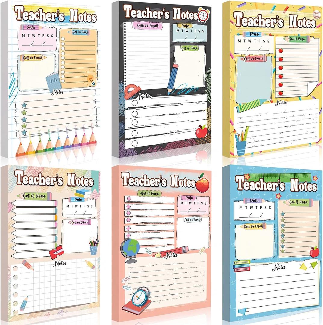 Eaasty 6 Pack Kids Pretend Play Notepads 4x6 Inch, Teachers | 6 Career Themes Dental Police Vet Makeup Restaurant, 40 Pages per Notepad for Toddlers Imaginative Activity and Learning