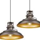FEMILA 18" Outdoor Pendant Lights for Porch, 2 Pack, Farmhouse Pendant Light, Barn Vintage Hanging Light Fixture for Kitchen Island, Adjustable Height,Oil Rubbed Bronze Finish, 4FY15-MP-L-2 ORB