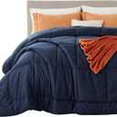 Bedsure Comforter Duvet Insert - Quilted Comforters King Size, All Season Duvet, GentleSoft Down Alternative Bedding, with 8 Tabs, Gifts for Women/Men, Navy Blue, King 90 x 102 Inches