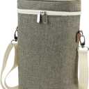 ZORMY 2 Bottle Insulated Wine Carrier Bag for Travel, Wine Carrier Tote Cooler Bag with Shoulder Strap & Corkscrew Opener, Perfect Wine Lover's Gift, Great for Picnics and Outdoor Entertaining (Khaki)