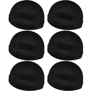6 Pack Wave Cap for Men 360 Waves, Silky Compression Wave Cap for Deep Waves, Stretchy Skull Cap to Wear Over Durag, Soft Stocking Cap for Wave Maintenance & Hold