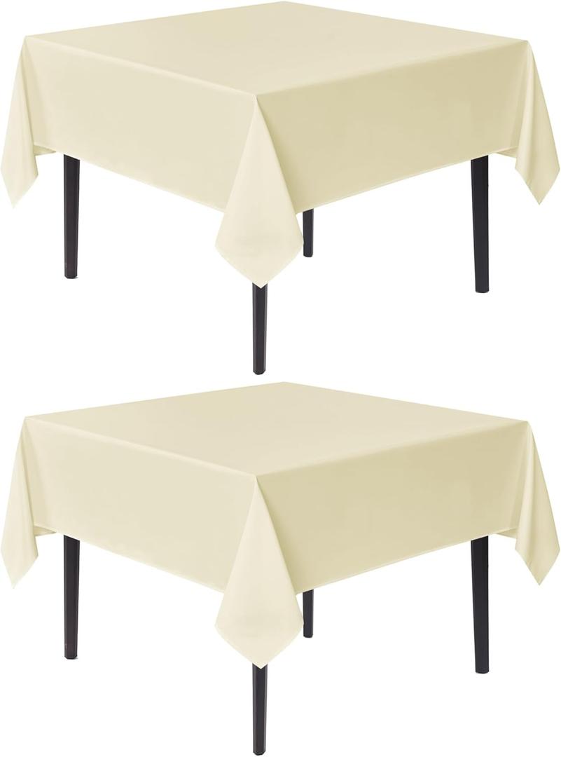 Sancua Square Tablecloths 70x70 Inch, 2 Pack - Beige Fabric Table Cloth for Square or Round Tables, Washable Polyester Table Cover for Outdoor Party, Birthday, Decorative Display Tables