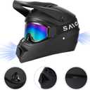 Youth Motorcycle Helmet (Goggles Gloves Face Shield) 4PCS Set, Unisex Dirt Bike Helmets Full Face Helmet, Mountain Bike Motocross Helmets, DOT Approved Helmets (Matte Black, Small)