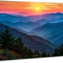 The Smoky Mountain Canvas Wall Art Nature Landscape Pictures for Living Room Blue Ridge Mountains Sunset Scenery Wall Decor Forest Scenic Prints Artwork Bedroom Bathroom Office Home Decorations 24x48"
