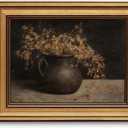 Gold Framed Wall Art Vintage Floral Canvas Art Farmhouse Autumn Picture Moody Wall Decor Antique Prints Rustic Botanical Paintings Country Artwork for Bedroom Bathroom Living Room 8x10 Inch (Flowerpot)