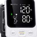 Blood Pressure Monitor Upper Arm Monitors for Home Use BP Machine with 2x120 Reading Memory Adjustable Arm Cuff 8.7"-15.7" Large Display with LED Background Light Storage Bag White