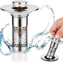 Bathroom Sink Stopper, Sink Drain Strainer for 1.1-1.45 Inch, Upgraded Pop Up Filter with Basket Hair Catcher 1pc