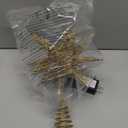 JOIEDOMI 7.8" Metal 3D Star Christmas Tree Topper Golden Glitter Decorations with 56 LED Warm White with Plug Timer Ornaments Treetop Home Holiday Party Indoor Decor