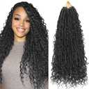 Boho Faux Locs Crochet Hair 18 Inch 9 Packs Human Hair Mixed Synthetic Soft Goddess Locs Crochet Hair with Curly Ends(2#)