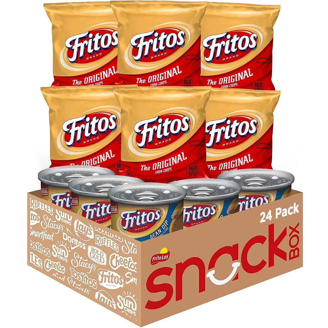 Frito Lay Fritos Original Chips and Bean Dip Cans Variety Pack, (Pack of 24) (EXP 08/11/26)