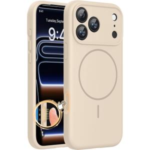 Miracase Magnetic for iPhone 17 Pro Max Case, Compatible with MagSafe, Integrated Silicone Camera Control Cover, 3.0mm Thicken Shockproof Drop Protection Phone Case for 17 ProMax, Sand