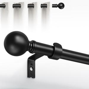 Hei!Dear Black Curtain Rods for window 20 to 40 Inches(1.67-3.33 Feet), Adjustable 5/8 inch, Heavy Duty Decorative Drapery Rods,Small Window Rods Set,Size: 18"-45",Matte Black