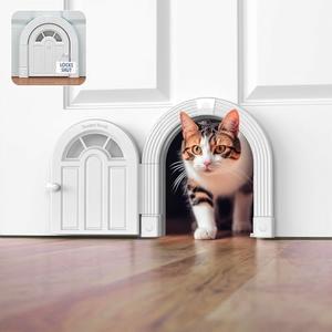 Purrfect Portal Meow Manor® Cat Door Interior Door - No-Flap, Fits Cats Up to 20 lbs, Easy DIY Setup, No Training Needed, White