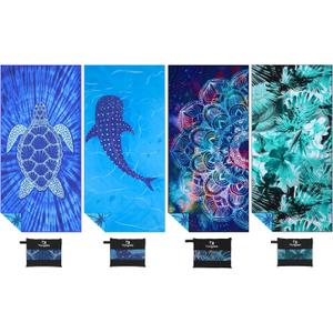 Yongoes 4 Pack Microfiber Lightweight Thin Beach Towel Sand Free Quick Dry Super Absorbent Large Towels for Swimming Pool Yoga Gym Travel Vacation Beach Accessories Essentials for Adults
