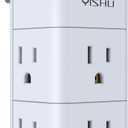 USB Multi Plug Outlet Extender - YISHU Surge Protector with Rotating Plug, 6 AC Plug Extender with 3 USB Ports, 3-Sided Swivel Power Strip Best Ideal Stocking Stuffers for Adults (White)