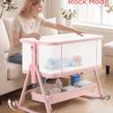 Baby Bedside Sleeper Bassinet, Bassinet Storage Basket and Wheels, Pink, Crib