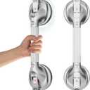 DAILYLIFE Grab Bars for Bathtubs and Showers, 17-inch Shower Handles for Elderly Suction, 300lbs Safety Shower Grab bar for Seniors and Elderly, Silver (1 Pack)