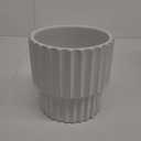 6 Inch White Fluted Planter with Drainage - Ribbed Ceramic Pot for Indoor Plants, Flowers - Home & Office Decor