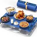 Gaiatop Food Warming Mat, Fast-Heating Silicone Electric Warming Tray with Heat Insulating Pad, 7-Level Temp 8h Timer Food Warmer Mat, Portable Heating Mat for Countertop Gatherings Party Home, Blue