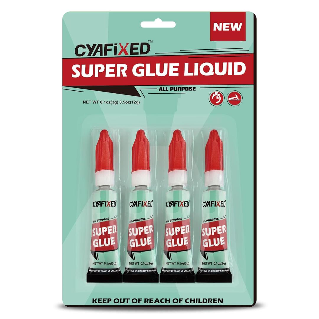 2 x Super Glue Liquid Clear Glue for Wood Plastic Metal, Instant Superglue All Purpose Multipack Cyanoacrylate Adhesive Repair Ceramic Model Leather Rubber Glass Pottery, Strong Bonding Single Use (4 x 3g)