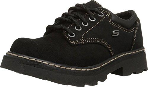 Skechers Women's Parties-Mate Oxford,Black Suede Leather,8.5 M US