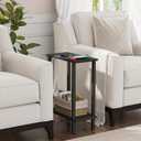 TUTOTAK Small Side Table, Narrow End Table, Skinny Sofa Table, Slim Nightstand, Couch Table, Living Room, Bed Room, Black TB01BK062, 2-Tier7.9"D x 15.8"W x 22.5"H