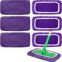 6 Pack Reusable Microfiber Mop Pads Compatible with Swiffer Sweeper Mop, Dry Sweeping Cloths & Wet Mopping Cloths, Washable Mop Pads for Surface/Hardwood Floor Cleaning (Mop is Not Included)