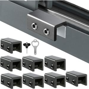 Sliding Window Locks (8 Sets), Security Window Locks with Keys, Adjustable Aluminum Sliding Window Stops, Easy Installation Without Drilling, for Vertical and Horizontal Sliding Windows