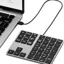 Wired USB-C Number Pad, Slim Type-C Numpad 34 Key Numeric Keypad Portable 10 Key USB Keypad for Laptop, Apple Mac iMac MacBook Pro/Air, Windows PC