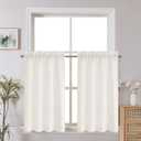 Chyhomenyc Bennet Ivory Kitchen Curtains 24 Inch Length Tier Curtains, Faux Linen Textured Small Cafe Curtains, Light Filtering Yellowish Short Window Curtains for Bathroom Basement, 30x24 Inch