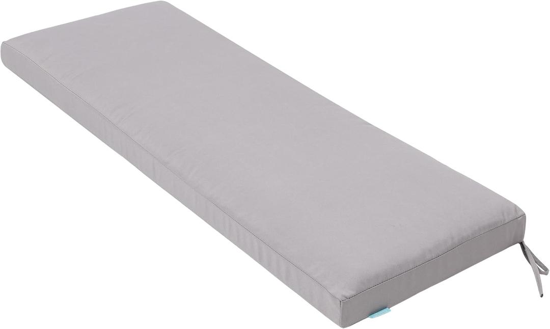 QILLOWAY Indoor/Outdoor Bench Cushion, Thick Upholstery Foam Couch Swing Pads with Ties,48-Inches,Grey., Foam Bench Cushion-48x18