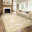 Living Room Rug 6x9, Soft Non Slip Low Pile Washable Rug, Boho Modern Area Rug for Bedroom, Dining Room, Cream