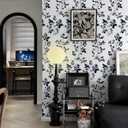 Heroad Peel & Stick Wallpaper - Floral Navy Blue Removable Boho Contact Paper for Cabinets & Bathroom - Waterproof Self-Adhesive Vinyl Roll 17.3''x196''