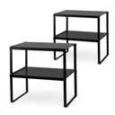 Nxconsu 4Pack Cabinet Shelf Expandable Stackable Organizer Riser for Kitchen Cabinet Pantry Cupboard Under Sink Countertop Organization Accessories Storage Space Saver Multi-Function Metal Black