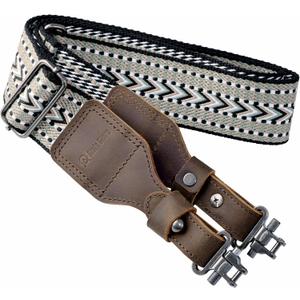 Aisin Gioro Rifles Slings, 2" Wide Weave Cotton Slings with Double Layer Crazy Horse Leather Ends and for Rifles and Shotguns, Equip Sling Swivels (Retro green weave)