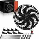 A-Premium 16'' 16 inch Slim Fan Pull Universal Electric Radiator Cooling Fan Assembly, 12V 120W with Mount Kit
