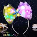 Unsutuo Light Up Bow Headbands Christmas Hair Band Rave Hair Accessories for Women (Yellow and Pink-Color Light, One size)