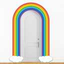 Rainbow Party Porch Banner Rainbow Themed Door Hanging Decoration Rainbow Birthday Party Hanging Banner Rainbow Cloud Banner Backdrop for Classroom Door Rainbow Theme Photo Booth Props Supplies