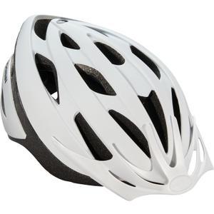 Schwinn Thrasher Helmet for Adults, Size 58-62 cm for Riders Ages 14+, Microshell, Adjustable Dial & Straps, Interior Padding, Air Vents, Lighted or Unlit, Visor, Adult Bike Helmet (White)