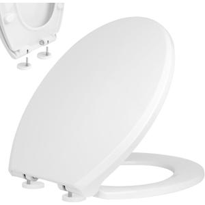 Slow Closing Round Seat Compatible with Toto Drake and Eco Drake Toilets Replacement Part SS113, Quick Release Toilet Lid Easy to Install and Clean, Non-slip Bumpers, Cotton White