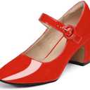 IDIFU IN3 Mary Jane Pumps Closed Toe Low Short Chunky Block Dress Shoes for Women Wedding Bridal Flight Attendant Heels Formal Cute Round Toe Vintage Small Thick Pumps Heels with Round Buckle 12