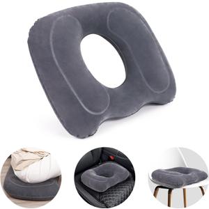 Inflatable Hemorrhoid Pillows, Donut Pillow for Tailbone Pain, Adjustable Inflatable Seat Cushion for Bed Sores, Postpartum Pregnancy, Car Seat, Airplane, 17.7'' x 15.4'' x 4.3''(Grey)