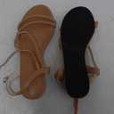 Mtzyoa Women Flat Sandals Dressy Strappy Gladiator Summer Ankle Strap Nude Open Toe Comfortable Wedding Casual Leather Ladies Party Trendy Vacation 9