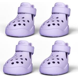 Dog Shoes: Non-Slip Waterproof Sandals for Hot Pavement, Breathable Perforated Boots, Large/Medium/Small Sizes, Ideal Paw Protector, Outdoor Clog Booties (Purple, Size 5)