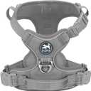 PoyPet No Pull Dog Harness, No Choke Reflective Dog Vest, Adjustable Pet Harnesses with 2 Leash Attachments with Easy Control Padded Handle for Small Medium Large Dogs(Gray,L)