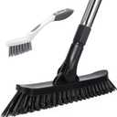 Qaestfy Grout Brush with Long Handle for Cleaning, Stiff Bristles Handheld Tile Scrub Brush, V-Shape Crevice Cleaning Brush for Floor Deep Cleaning