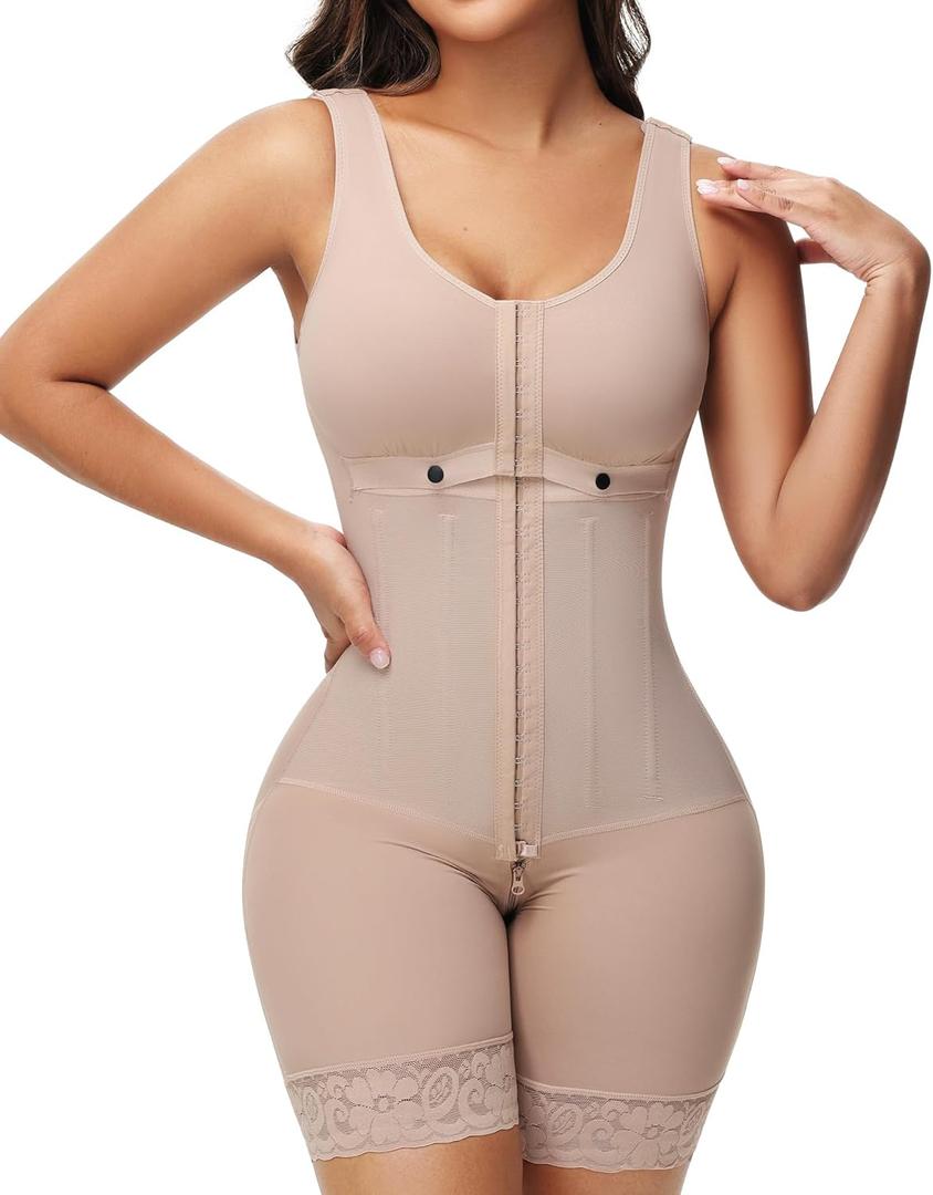 SHAPSHE Fajas Colombianas Moldeadoras Full Body Shaper Postparto Post Surgery Stage 2/3 Tummy Control Compression Garment (Medium, Beige)