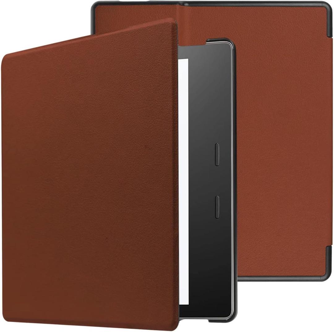 Kindle Oasis 9th/10th Generation Cover, Ultra Slim Folio Lightweight Leather Case for Kindle Oasis 7" inch (2017/2019 Release) (Brown)